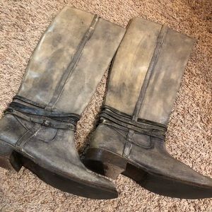 Ladies Gray Frye Shirley Leather Boots